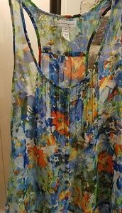 Ambiance Apparel sheer blue floral blouse